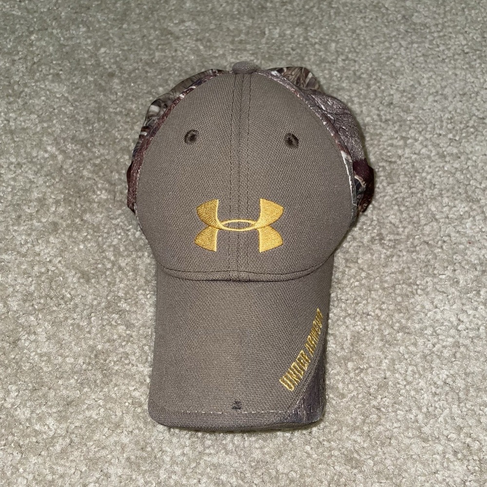 Under Armour Mens Brown Camo Stretch Fit Hat Baseball Cap MD/LG Hunting Fishing